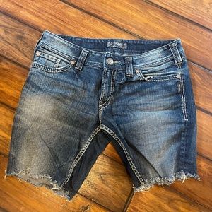Womens silver jean shorts